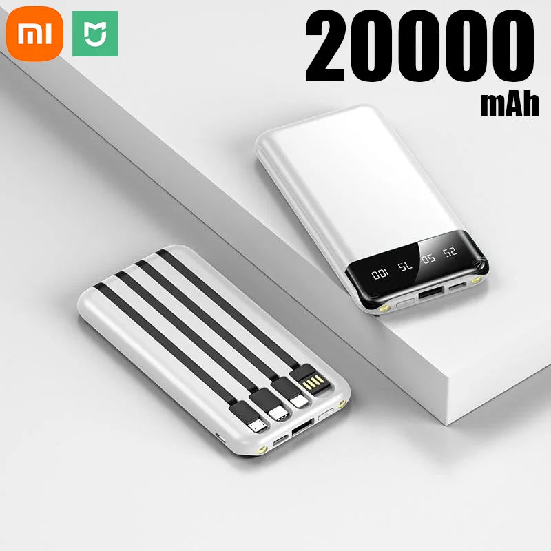 Xiaomi 50000mAh Large Capacity Power Bank 4 in 1 Built in Cables Powerbank LED Intelligent Digital Display for Iphone Samsung