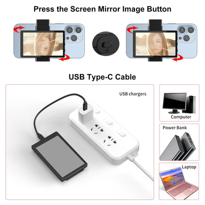 King Ma Phone Vlog Selfie Monitor Screen, Using Phone Rear Camera for Selfie Vlog Live Stream TikTok, Compatible with iPhone