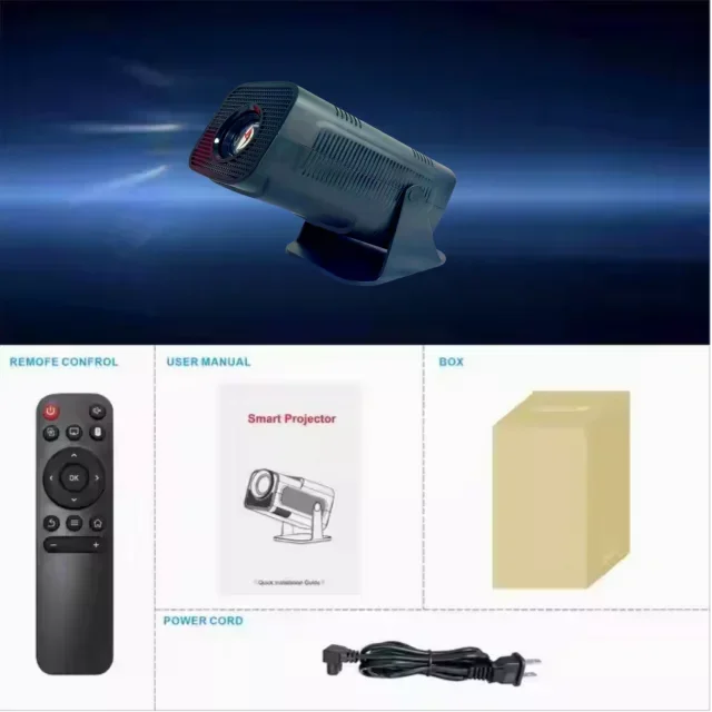 HY320 4K Android 11 Projector Native 1080P 400ANSI Dual WiFi6 BT5.0 Home Cinema Outdoor Portable Projetor LYNCAST Upgrade HY300