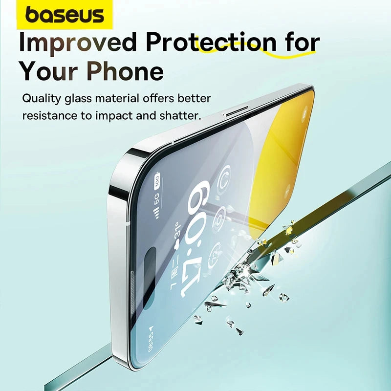 Baseus Ultra HD Tempered Glass for iPhone 16 15 Pro Max Plus Screen Protector add Dust-Proof Installation Tool Protective Film