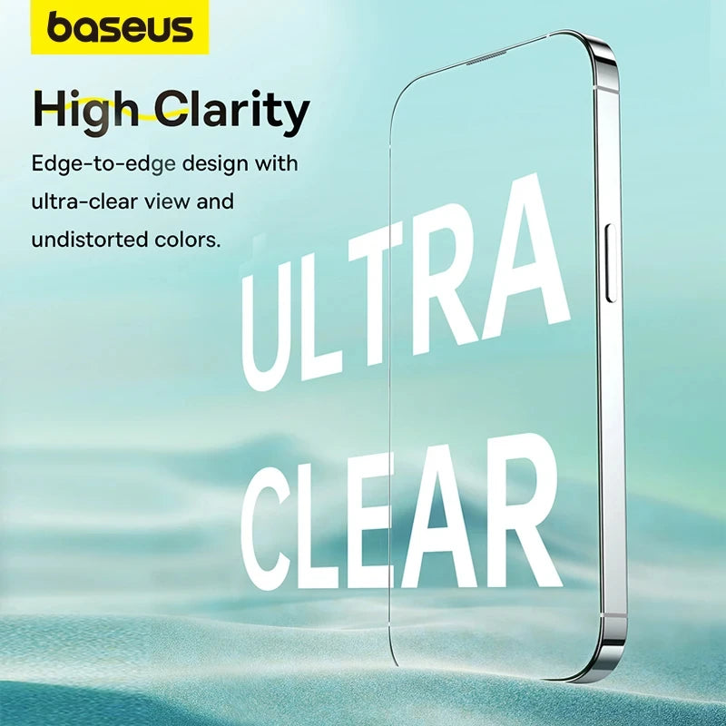 Baseus Ultra HD Tempered Glass for iPhone 16 15 Pro Max Plus Screen Protector add Dust-Proof Installation Tool Protective Film