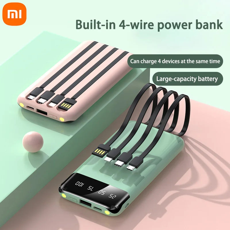 Xiaomi 50000mAh Large Capacity Power Bank 4 in 1 Built in Cables Powerbank LED Intelligent Digital Display for Iphone Samsung