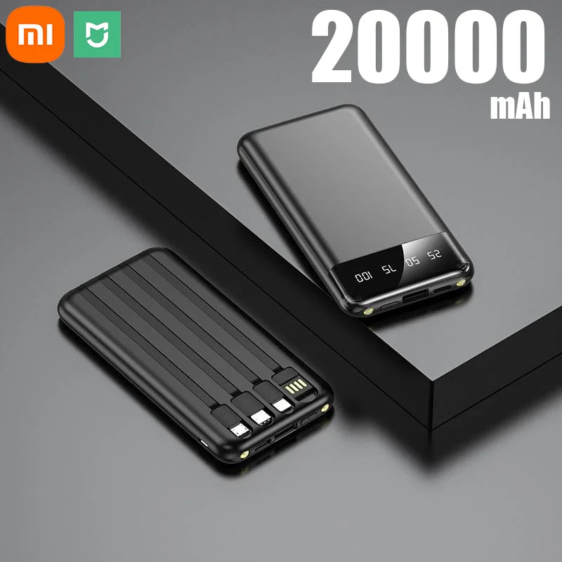 Xiaomi 50000mAh Large Capacity Power Bank 4 in 1 Built in Cables Powerbank LED Intelligent Digital Display for Iphone Samsung