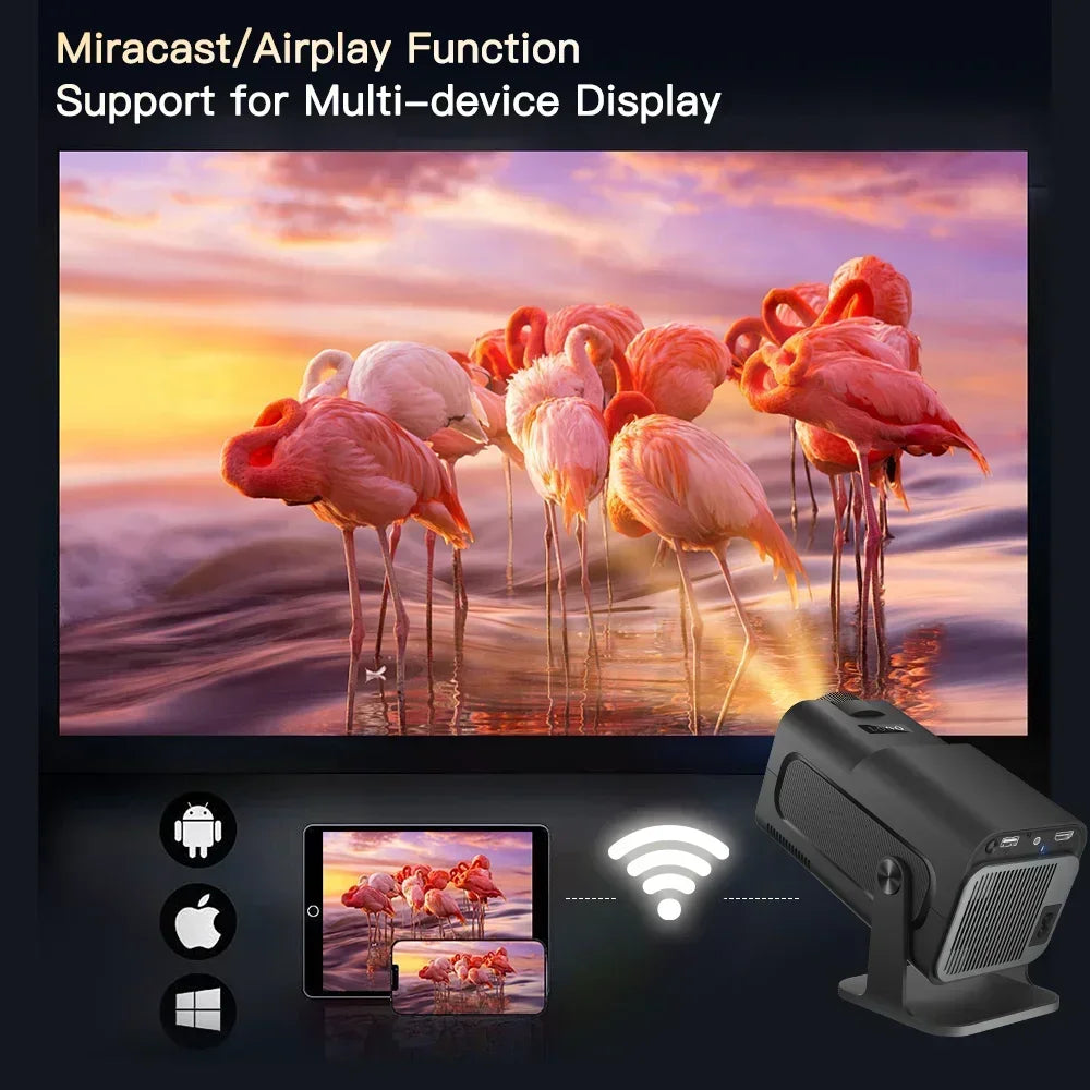 HY320 4K Android 11 Projector Native 1080P 400ANSI Dual WiFi6 BT5.0 Home Cinema Outdoor Portable Projetor LYNCAST Upgrade HY300