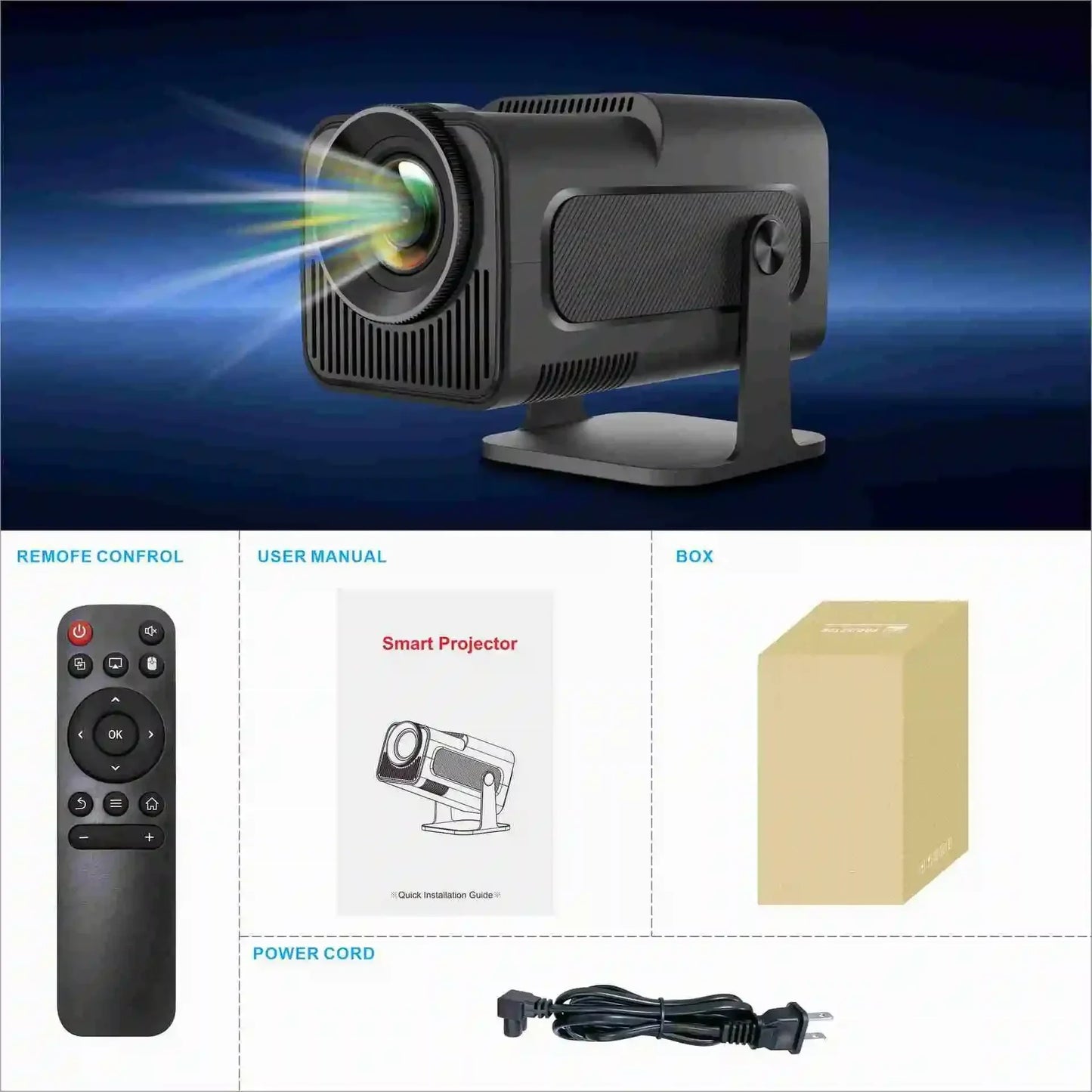 HY320 4K Android 11 Projector Native 1080P 400ANSI Dual WiFi6 BT5.0 Home Cinema Outdoor Portable Projetor LYNCAST Upgrade HY300