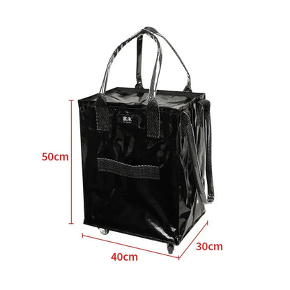 Reusable Grocery Bag On Wheels Shopping Trolley Rolling Tote Zipper Closure Lightweight Carries Folds Flat Unbreakable Handles