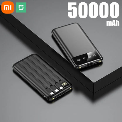 Xiaomi 50000mAh Large Capacity Power Bank 4 in 1 Built in Cables Powerbank LED Intelligent Digital Display for Iphone Samsung